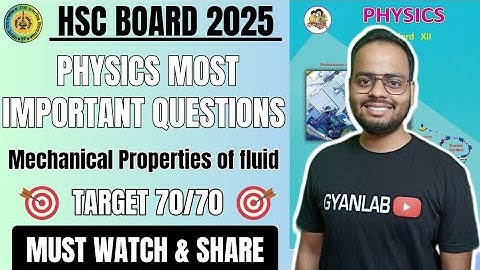 🔴 Physics IMP Questions 70/70 | Chp 2 - Mechanical Properties of Fluid | Gyanlab | Ajay Patel