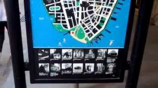 Informational Map of Lower Manhattan on Wall Street, Across Fedral Hall Building, New York City, NY