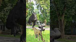 Celebrity Snake vs Leopard  vs Dinosaur  Insane Viral Video #shorts #dinosaur #snake #leopard #trending Wealth