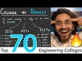 India's Top 70 Engineering Colleges | College vs Branch 2020 | Placements and Cut-offs