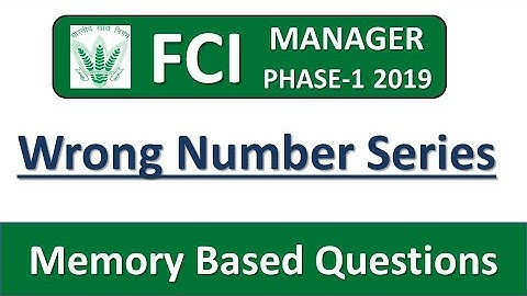 Wrong Number Series For FCI MANAGER PHASE-1 2019 || MEMORY BASED QUESTIONS
