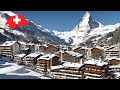 Walking Tour In Snow falling 2022 ! Zermatt  Switzerland - Most Charming Swiss Town  !