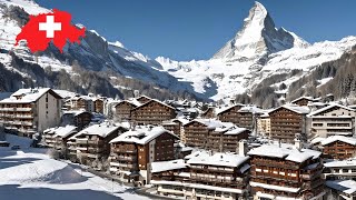 Zermatt Switzerland - Most Charming Swiss Town ! Walking Tour In Snow falling