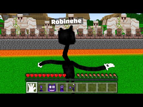 카툰캣이 된 나 <strong>VS</strong> 주민 마을 [몬스터막기] Cartoon <strong>Cat</strong> Transformation Village Attack in minecraft