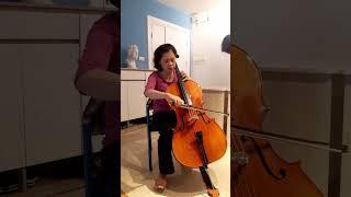 Cello lesson. Running scales.