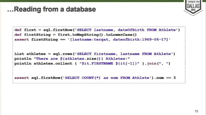 Working with Databases and Groovy