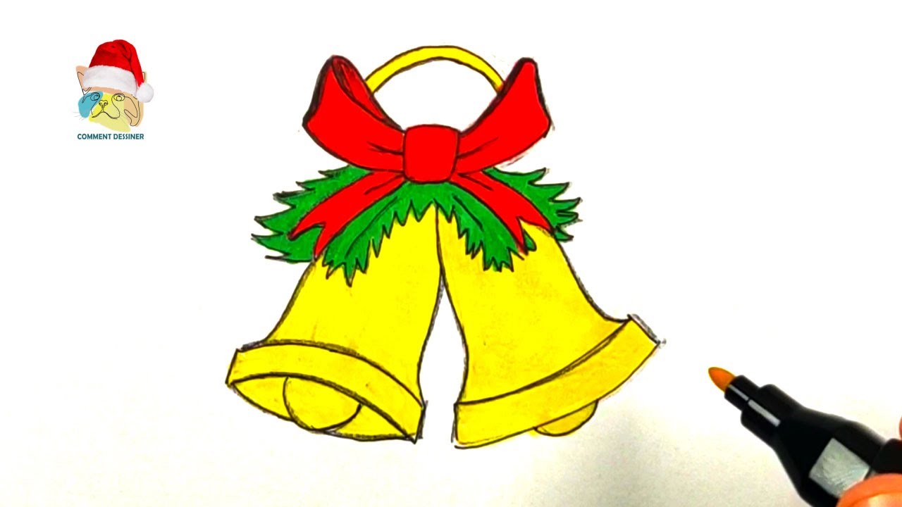 Dessin de cloche de noel facile, comment dessiner une cloche de noel