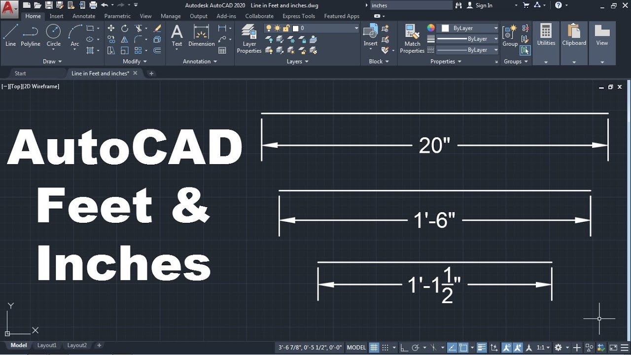 Autocad Draw Line In Feet And Inches