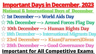 Important Days Of December 2023  National And International Days In December 2023  Important Days