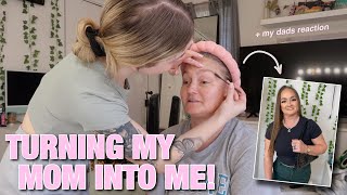 TURNING MY MOM INTO ME *transformation* 47 to 21 😍 + my dads reaction!