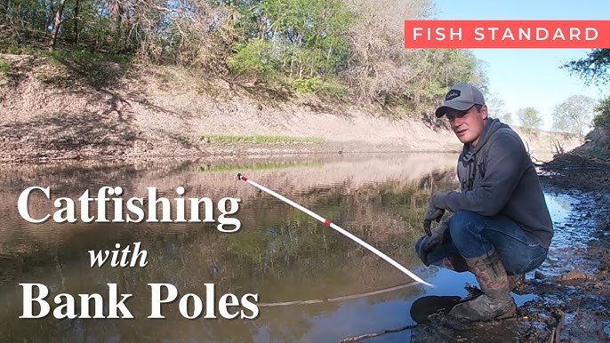 Bank Pole Fishing for Catfish on a Small River 