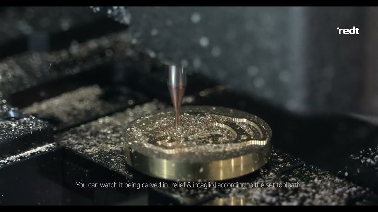 TURBO-C3 desktop CNC engraving machine creating custom brass stamps and wax seal dies with MagicEngrave software