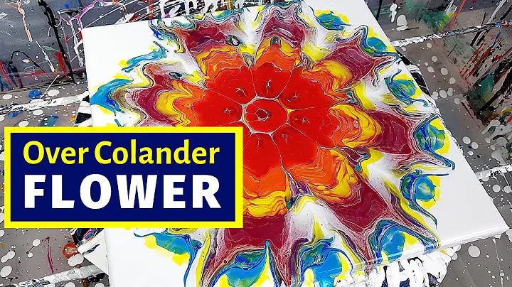 Reversed Colander FLOWER - MUST SEE! Tapestry effect??? Acrylic Pour Painting Flower Technique