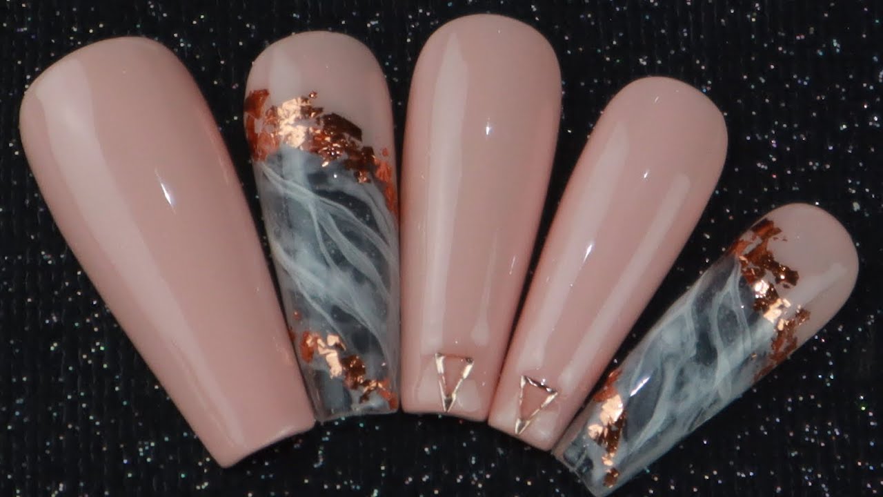 Easy Nails Trend |Gold Marble Nails | DIY Press On Nails- Móng Úp Mẫu ...