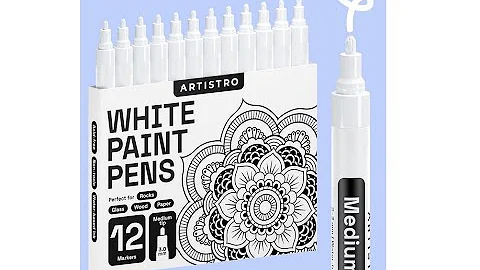 GREAT! ARTISTRO  Acrylic Paint Pens for Most Surfaces, 12 Markers, Water-based, Medium Tip (White)