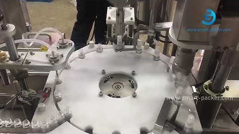 Automatic 6ml 10ml 30ml spray pump bottle rotary filling screw capping machine testing video