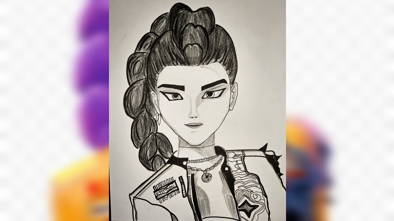 How to Draw Rumi from K-Pop Demon Hunter Movie | Step by Step Tutorial ...