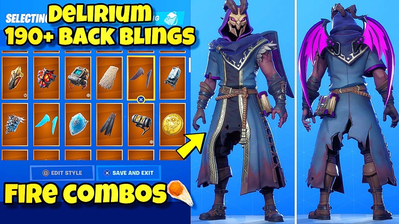 NEW "DELIRIUM" SKIN Showcased With 185+ BACK BLINGS! Fortnite BR (BEST