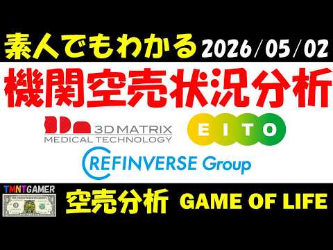【空売分析】スリー・ディー・マトリックス！ASAHI EITO ホールディングス！リファインバースグループ！【20260502】