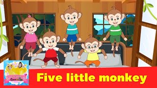 เพลงลิง 5 ตัว กระโดดบนเตียง ตกลงมา แม่โทรหาหมอ หมอห้ามกระโดด | Five Little Monkeys | เพลงภาษาอังกฤษ