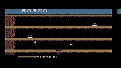 Atari 800xl Pitfall 2 Long Climb Scene on real atari 800xl
