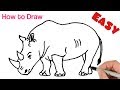 How to Draw Rhino ( Rhinoceros ) Easy Step by Step | Animals drawing tutorial for beginners