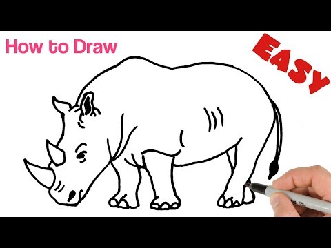 How to Draw Rhino ( Rhinoceros ) Easy Step by Step | Animals drawing tutorial for beginners