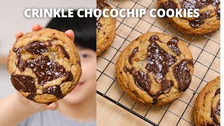 Cripsy & chewy! CRINKLE CHOCOLATE CHIP COOKIES