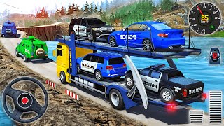 US Police Car Transporter Driving 3D - Prado Car Trailer Truck Driver Simulator - Android GamePlay screenshot 3