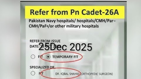 Refer form Submission Pn Cadet-26A|latest update about Refer form at Pakistan Navy selection center 