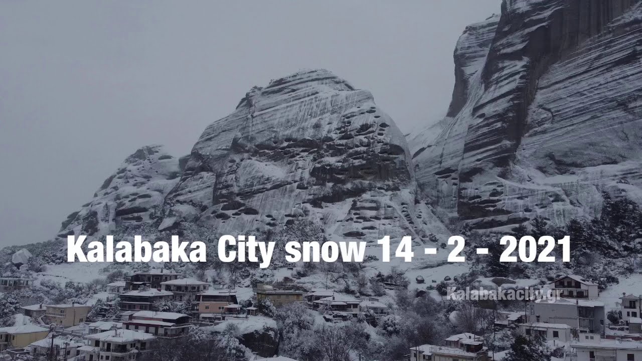 Kalampaka City Snow 14 2 2021 Drone Video 2 Youtube