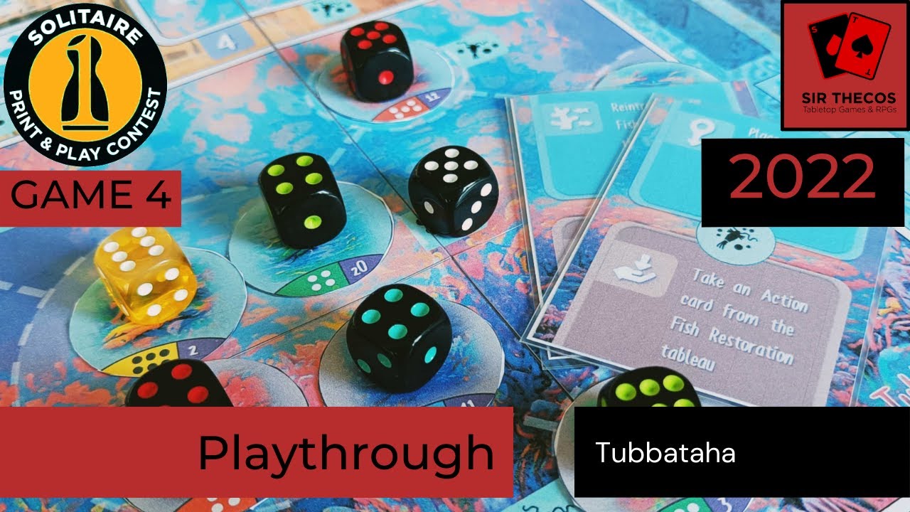 Playthrough Tubbataha (2022 Solitaire Print and Play Game Design