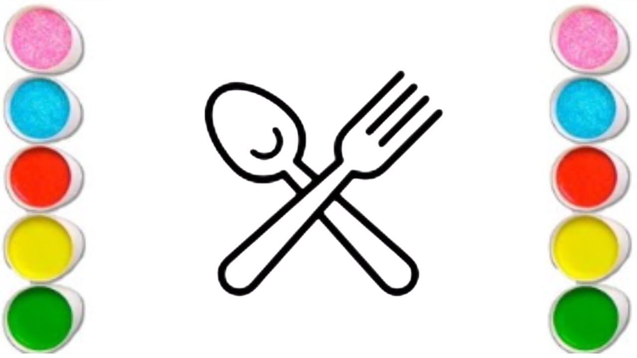 How To Draw Spoon & Fork Drawing, Painting & Coloring For Kids and Toddlers_ Child Art 🌈