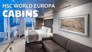 MSC WORLD EUROPA - CABINS - INSIDE, INFINITE OCEAN VIEW,  BALCONY, AUREA SUITES - STATEROOMS