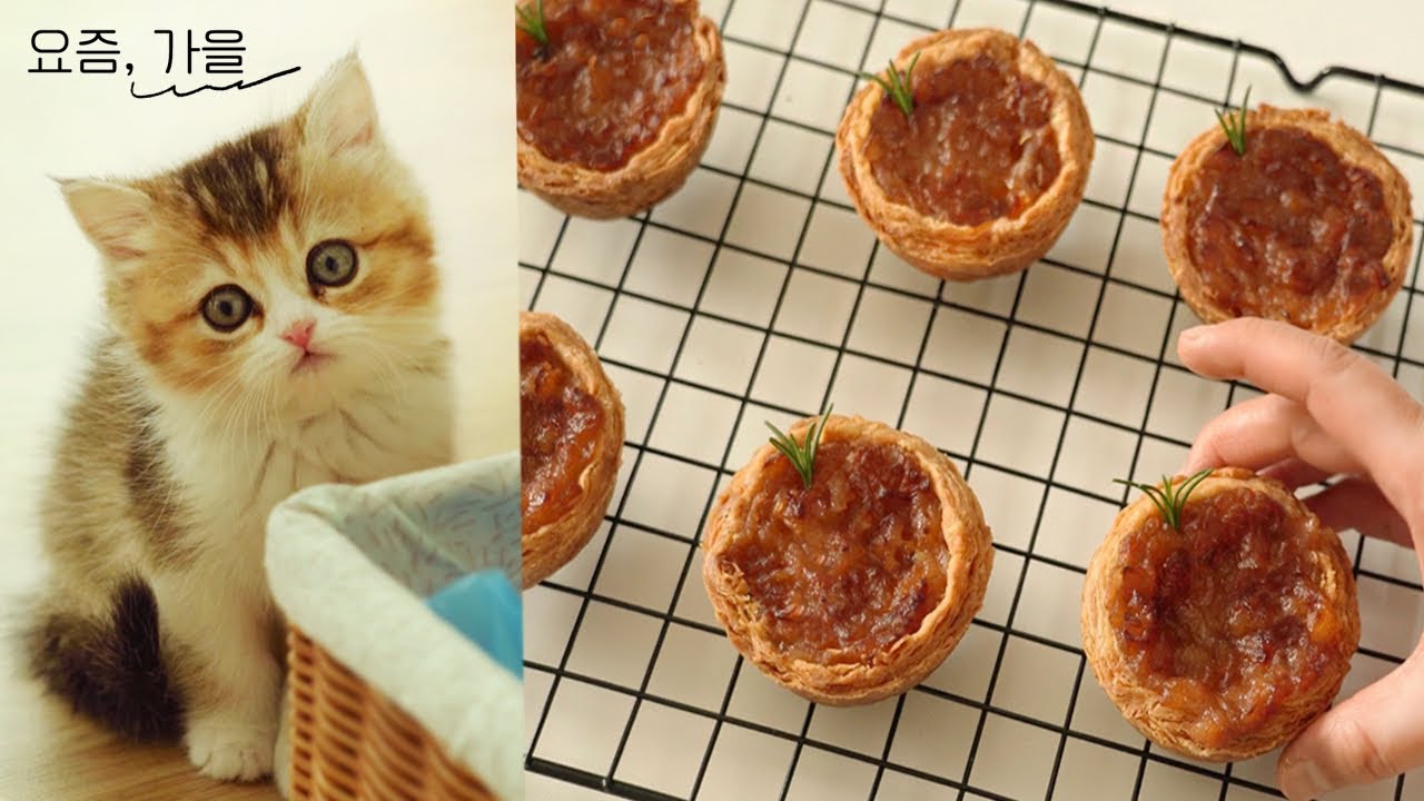 파사삭 부서지는 향긋 달콤 미니 애플타르트Apple tart🍎ㅣ애플파이 Apple pie I 집사,냥이,고양이 I baking,cat,dessert