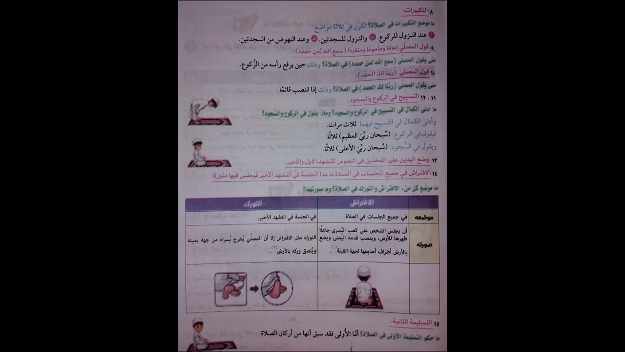 فقه شافعي🌴 شرح درس هيئات الصلاة 🌴 ١ ع ت٢ 