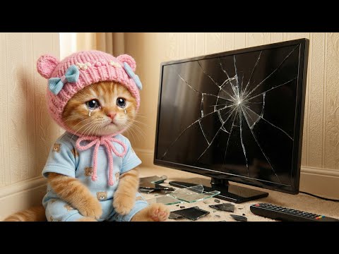 Mama Cat Trims Fur On The Farm And Makes Tiger Hat For Kittens At Home