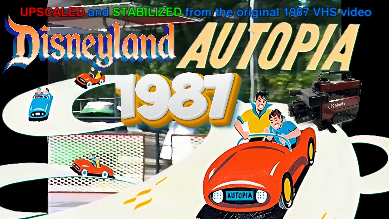 1987 Disneyland AUTOPIA-On ride POV UPSCALED and STABILIZED!