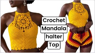 Mandala crochet halter top tutorial
