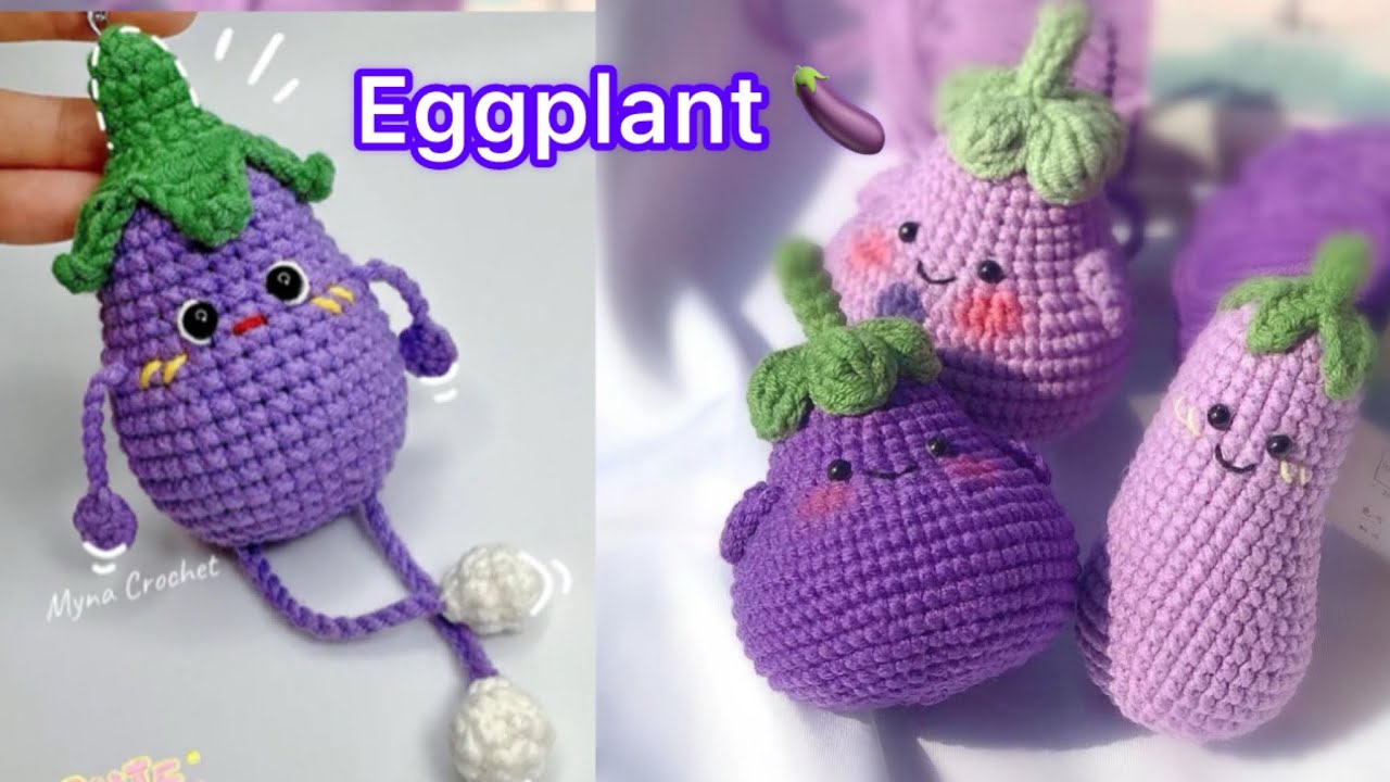 آموزش عروسک بادمجان قلاببافی / عروسک بافی / عروسک بافتنی / crochet amigurumi eggplant 🍆 