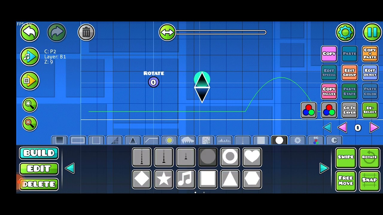 tutorial menggunaka trigger move, rotate, dan scale di geometry dash 2. ...