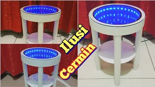 Lampu hias meja efek ilusi cermin ajaib / infinity mirror dari paralon pvc