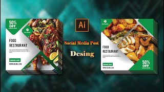 Create Stunning Restaurant Ad Design in Illustrator | Food Banner Design Tutorial