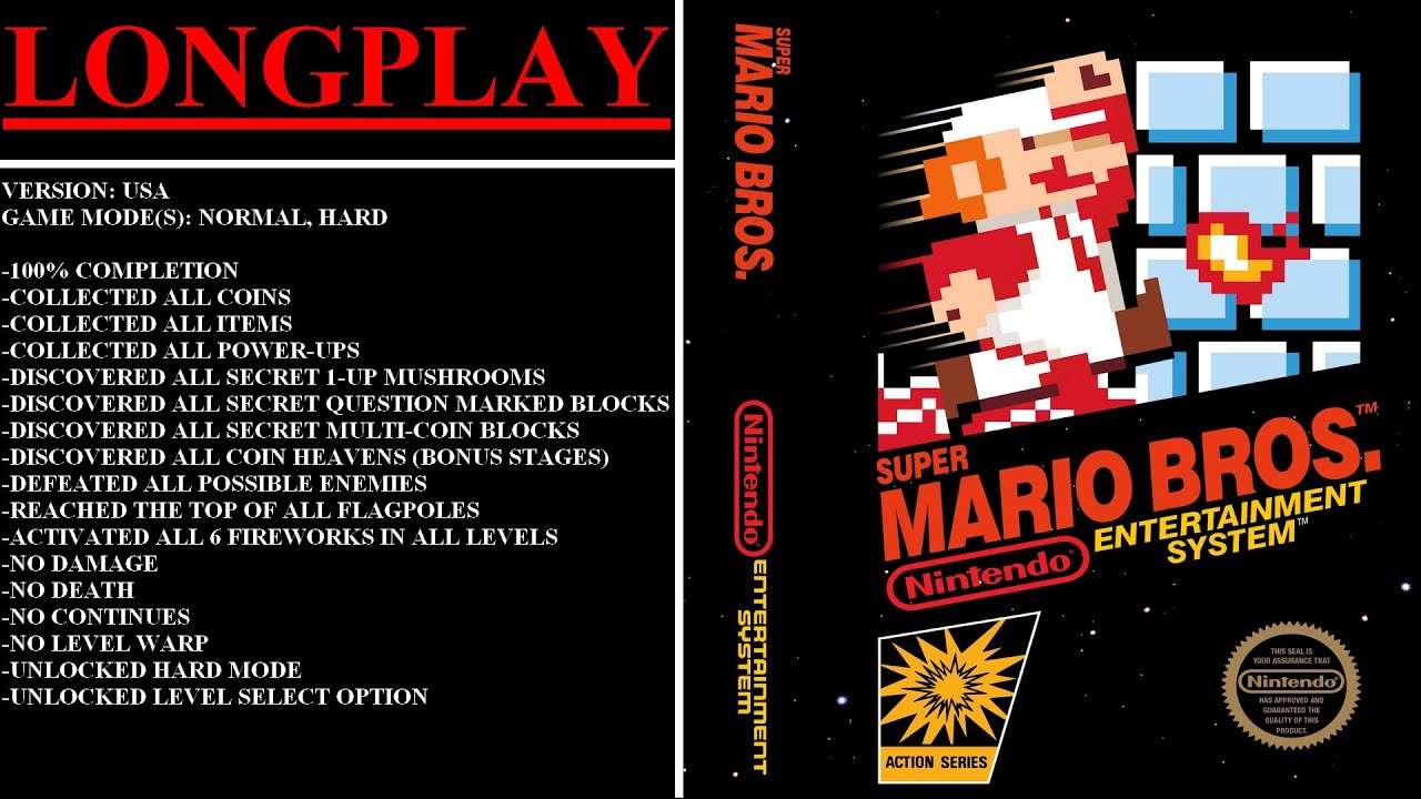 Super Mario Bros. [USA] (NES) - (Longplay | All Modes | 100%)