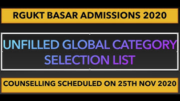 GLOBAL CATEGORY SELECTION LIST 2020/RGUKT BASAR2020/Unfilled Seats of Global Category Selection List