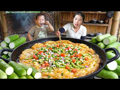 Single mom Preparing delicious food from fish for 3 children Nhi, Khoi and Tuyet