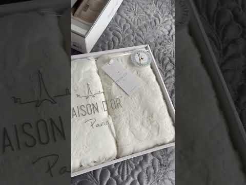 Набір рушників Maison D'or Sanda Jacquard Ecru махрові 50-100 см, 85-150 см кремовий, видео 1