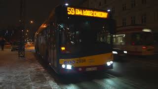 Poland, Łódź, bus 59 night ride from Fabryczna to m Kraszewskiego