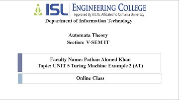 lecture 30 Unit 5 TURING MACHINE Example 2