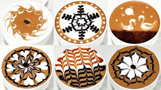 6 different latte art designs